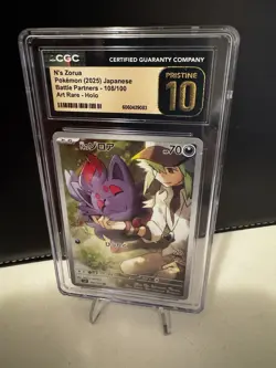 Pokemon CGC 10 PRISTINE Japanese N's Zorua 108/100 AR Art Rare Battle Partners - Image 3