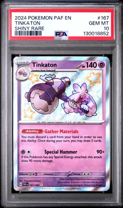 2024 POKEMON PAF EN-PALDEAN FATES SHINY RARE #167 TINKATON PSA 10 - Image 1