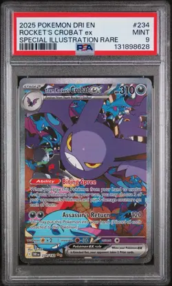 2025 POKEMON DRI EN-DESTINED RIVALS Team Rocket’s Crobat EX PSA 9 - Image 1