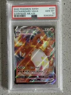 2020 Pokemon Sword & Shield Darkness Ablaze Charizard VMAX #020/189 PSA 10 - Image 1