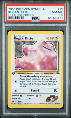 2000 POKEMON GYM CHALLENGE HOLO-1ST ED #10 KOGA'S DITTO PSA 8 - Image 1