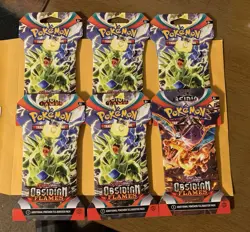Pokemon SV Obsidian Flames Sleeved Booster Pack Lot of 6 - Image 1