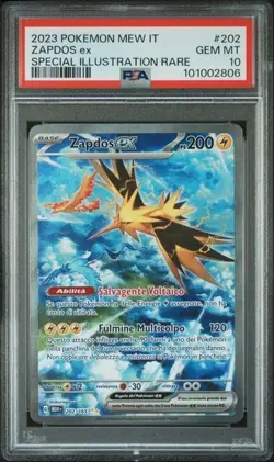 Pokemon PSA 10 Zapdos Ex #202 Card 151 SPecial Illustration Rare 2023 Italiano - Image 2