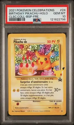 🇫🇷 PIKACHU BIRTHDAY PSA 10 - 25 ANS CELEBRATIONS 24 EB FR Carte Pokemon 🇫🇷 - Image 2