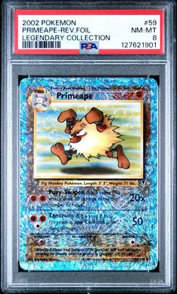 2002 POKEMON LEGENDARY COLLECTION #59 PRIMEAPE REVERSE FOIL PSA 8 - Image 1