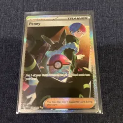 Pokemon TCG Penny Paldean Fates Trainer Holo Card 239/091 Illustration Rare - Image 1