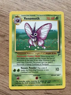 Pokemon TCG Venomoth Base Set 2 Holo Unlimited Rare Card 31/130 Near Mint - Image 1