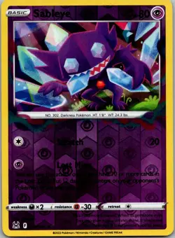 Sableye Reverse Holo Rare 070/196 SWSH11 Lost Origin Pokemon Card NM - Image 1