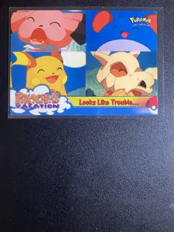 “Pikachu’s Vacation” Pokemon Topps Card - Looks Like Trouble. - Image 1