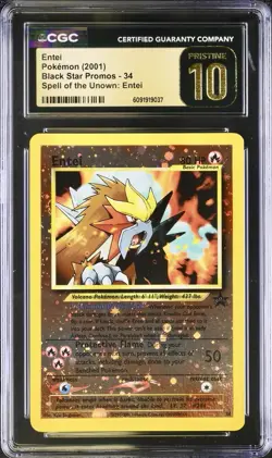 2001 POKEMON 3 MOVIE PROMO #34 ENTEI REVERSE HOLO CARD CGC 10 PRISTINE - Image 1