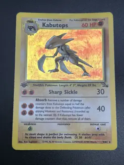 KABUTOPS Pokemon Card - WOTC - 1st Edition - Fossil - 9/62 - HOLO - LP / MP - Image 2