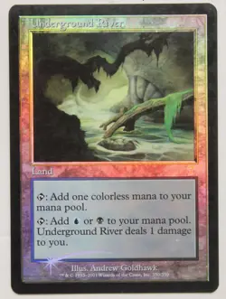 Underground River - 7th EDITION - Moderate Play ( Fogging ) Light Scratches MTG - Image 1