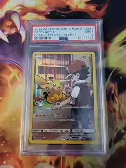 2019 POKEMON SUN & MOON COSMIC ECLIPSE SECRET #241 FULL ART/PIKACHU PSA 9 - Image 1