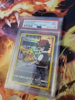 2019 POKEMON SUN & MOON COSMIC ECLIPSE SECRET #241 FULL ART/PIKACHU PSA 9 - Image 2