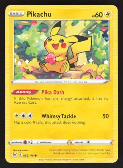 2022 SWSH11 LOST ORIGIN PIKACHU 052/196 MINT COMMON POKEMON - Image 1