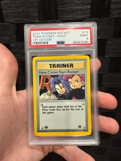 PSA 9 Pokemon Rocket Here Comes Team Rocket 1st Edition Holo Rare 15/82 - Image 1