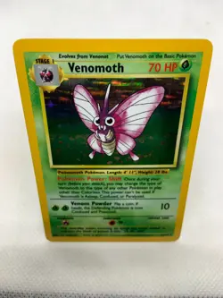 Venomoth, 1999 Pokemon, Jungle, #13/64 Holo Rare, Error No Set Symbol - Image 3