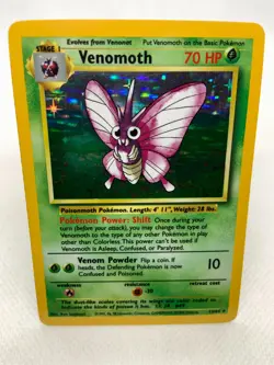 Venomoth, 1999 Pokemon, Jungle, #13/64 Holo Rare, Error No Set Symbol - Image 4