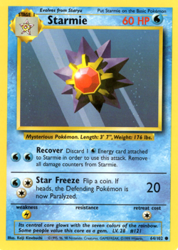 STARMIE 64/102 BASE SET UNLIMITED POKEMON TCG CCG 1999 NM - Image 1
