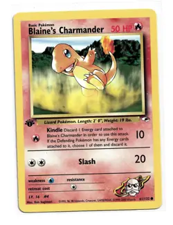 Blaine's Charmander 061/132 Gym Heroes Regular Pokemon TCG 1st Edition - Image 3
