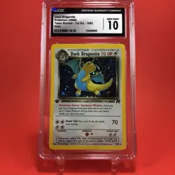 CGC 10 Gem Mint Dark Dragonite 5/82 Holo 1st Edition Team Rocket Pokemon - Image 1