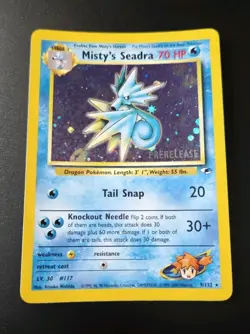 Misty's Seadra 9/132 Prerelease Holo Pokemon Card NM - Image 1