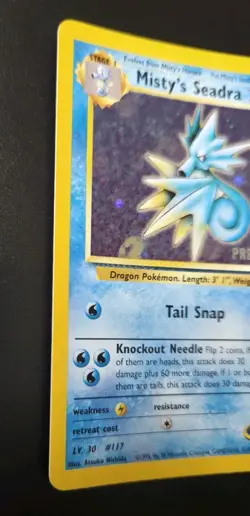 Misty's Seadra 9/132 Prerelease Holo Pokemon Card NM - Image 3
