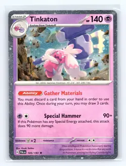 Tinkaton 105/193 Paldea Evolved Cosmos Holo SWIRL Pokemon Card NM - Image 1