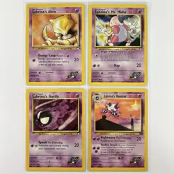 Vintage Sabrina's Pokemon Card Lot (4) - Abra Haunter Gastly Mr. Mime - WOTC Gym - Image 1