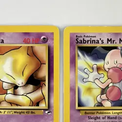 Vintage Sabrina's Pokemon Card Lot (4) - Abra Haunter Gastly Mr. Mime - WOTC Gym - Image 4