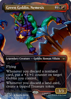 Green Goblin, Nemesis BORDERLESS MTG Rare Magic Marvel Spider-Man Eternal Legal - Image 1