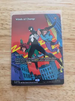 Winds of Change MINT Borderless 30 Marvel Spiderman MTG Mythic Unplayed - Image 1