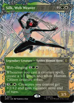 Silk, Web Weaver (Borderless) R Marvel's Spider-Man 215 NM Normal MTG - Image 1
