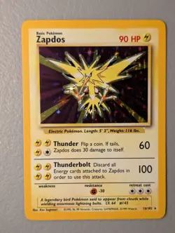 Zapdos 20/130 Holo Rare Base Set Pokemon LP Lightly Played - Image 2