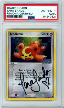 PSA Signed Tara Sands Pokemon Unseen Forces Reverse Holo Teddiursa 77/115 - Image 1