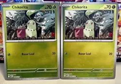 (Set Of 2) Pokemon Mega Evolution Reverse Holo Card - Chikorita (008/132) - Image 1