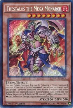 Yugioh Thestalos the Mega Monarch - 1st Edition Secret Rare NM - Free Holo Card - Image 1