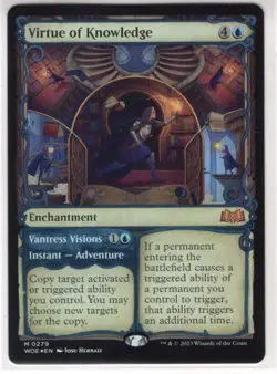 MTG Wilds Of Eldraine Foil Showcase Card #279 Virtue Of Knowledge - Image 1