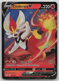 Pokemon Card Cinderace V (43) Ultra Rare SWSH08: Fusion Strike 043/264 NM - Image 1