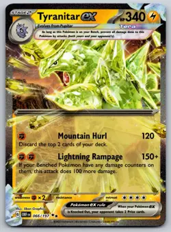 Tyranitar ex 066/197 SV03: Obsidian Flames NM Pokemon Card TCG - Image 1