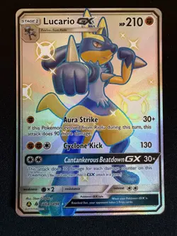 Pokemon TCG Lucario GX Hidden Fates Holo Full Art Ultra Rare Card SV64/SV94 - Image 1