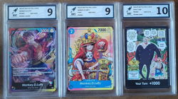 ONE PIECE SEALED BATTLE 3 CARD PROMO SET - LUFFY X2 & PROMO DON - RKT GRADED - Image 1