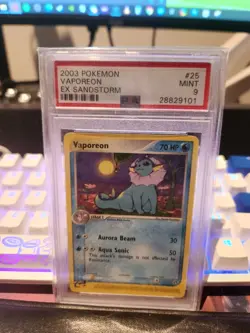 Vaporeon Non Holo PSA 9 EX Sandstorm 25/100 Pokemon Card 2003 - Image 1
