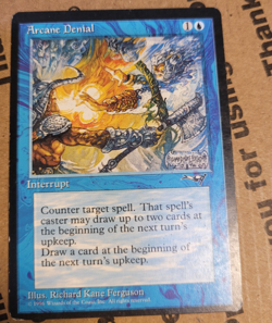 Arcane Denial (Axe) LP Alliances 1996 Magic the Gathering Card MTG - Image 1