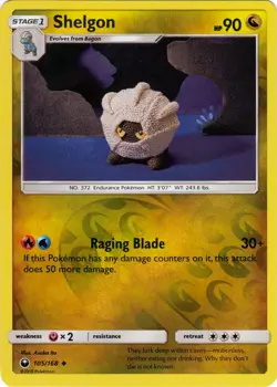 Moderately Played Shelgon - 105/168 - Uncommon - Reverse Holo Pokemon Celestial - Image 1