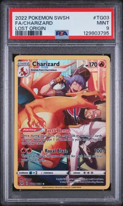2022 POKEMON SWORD & SHIELD LOST ORIGIN #TG03 FULL ART/CHARIZARD PSA 9 - Image 1