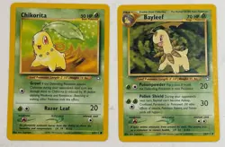 (2) POKEMON NEO GENESIS BAYLEEF 28/111 Chikorita 54/111 WOTC Vintage TCG NM - Image 1