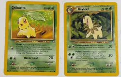 (2) POKEMON NEO GENESIS BAYLEEF 28/111 Chikorita 54/111 WOTC Vintage TCG NM - Image 2