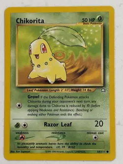 (2) POKEMON NEO GENESIS BAYLEEF 28/111 Chikorita 54/111 WOTC Vintage TCG NM - Image 3