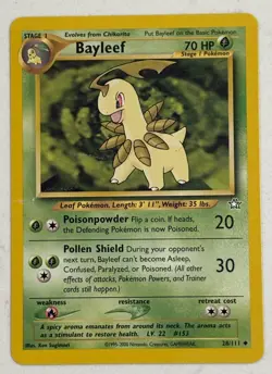 (2) POKEMON NEO GENESIS BAYLEEF 28/111 Chikorita 54/111 WOTC Vintage TCG NM - Image 4
